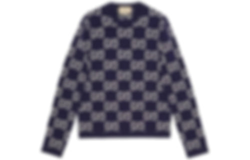 Cotton Wool Picot Trim Sweater - Navy