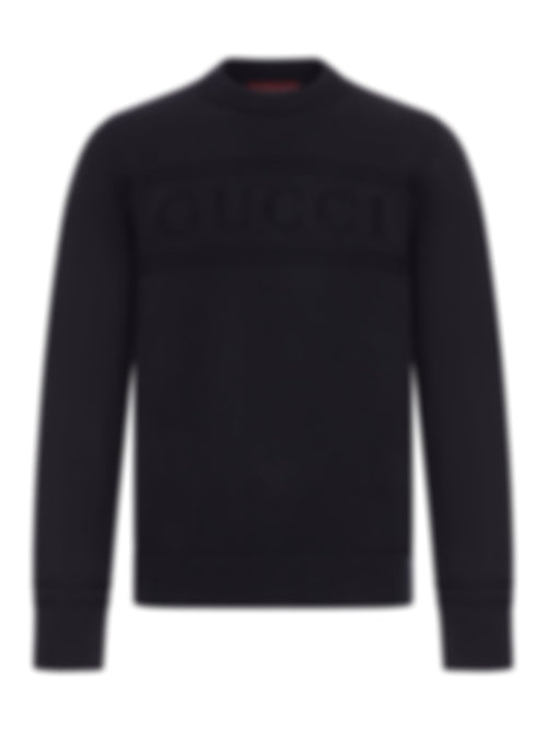 Tonal Logo Knit Crewneck Sweater | Black