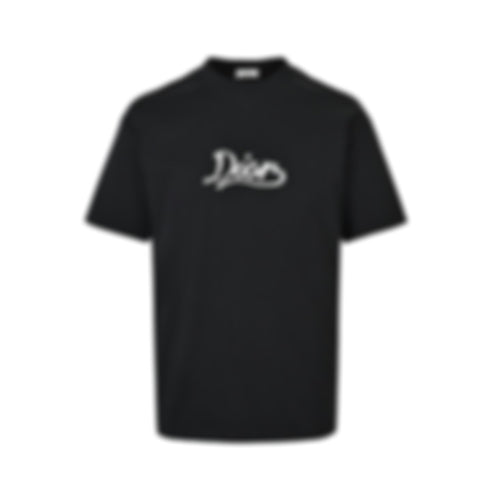 Embroidered Script Logo T-Shirt | Black