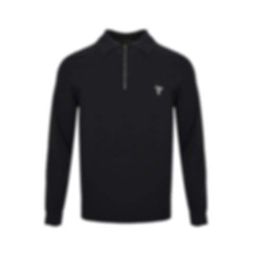 Logo-Embroidered Quarter-Zip Polo | Navy