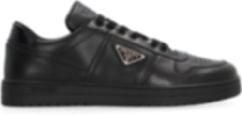 Leather Triangle Logo Sneakers | Black