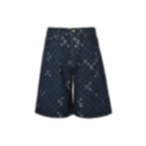 Monogram Baggy Denim Shorts | Dark Indigo