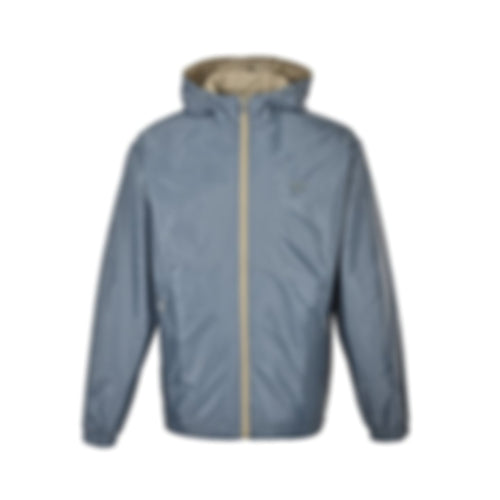 Reversible Nylon Hooded Jacket | Beige & Slate Blue