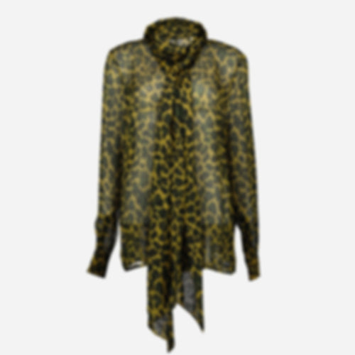 Leopard Print Bow Tie Blouse