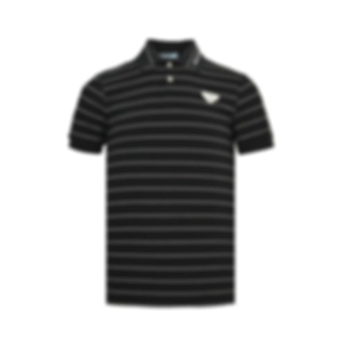 Striped Triangle Logo Polo Shirt | Black & White