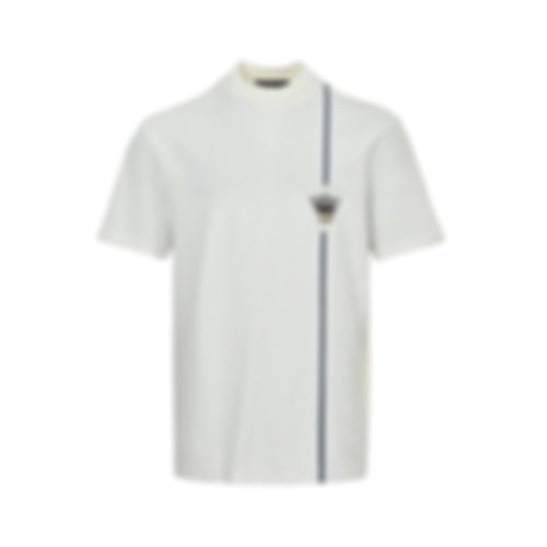 Embroidered Crown & Stripe T-Shirt | White