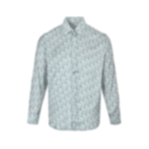 Silver-Grey Oblique Silk Button-Down