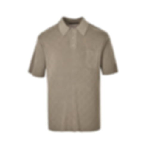 Pointelle Monogram Knit Polo | Taupe