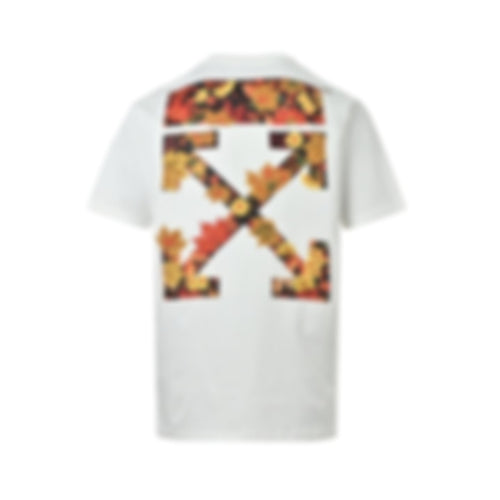 Embroidered Leaves Arrow Logo T-Shirt | White