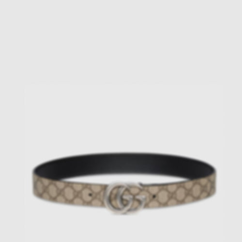 GG Marmont Reversible Belt | GG Supreme & Black Leather