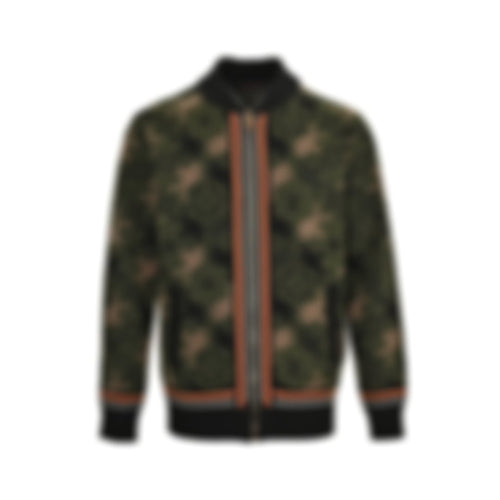 Monogram Camouflage Knit Bomber | Green & Orange