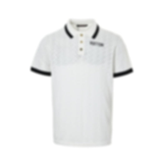 Chevron Pointelle Polo - White