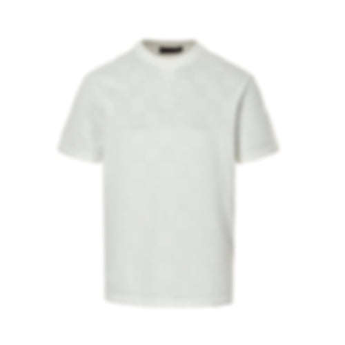 Pointelle Damier Knit T-Shirt | White
