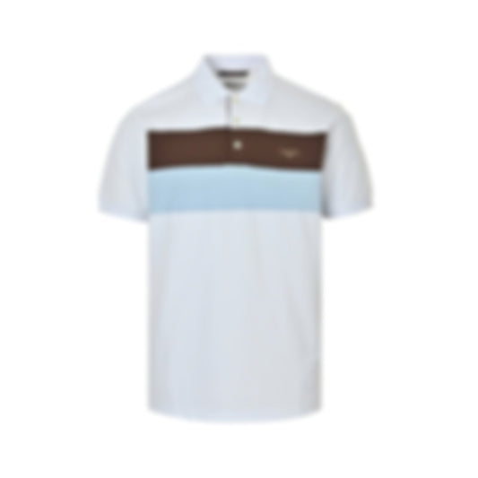 Color-Block Stripe Polo Shirt | White