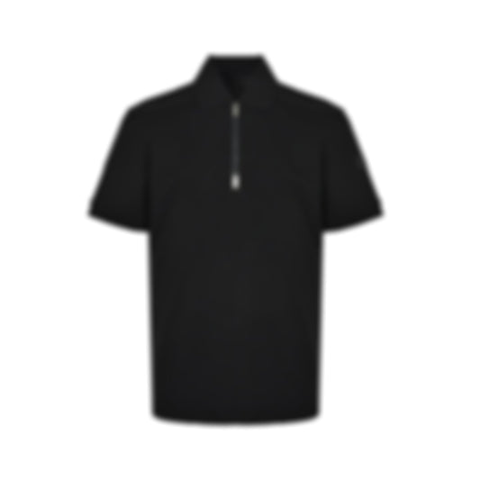 Zip-Neck Polo Shirt - Black