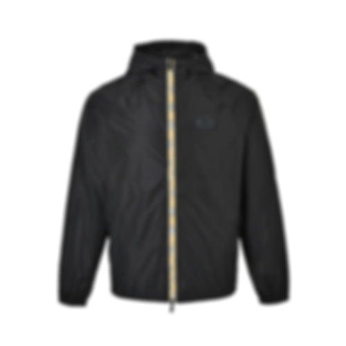 Vintage Check Trim Hooded Jacket | Black