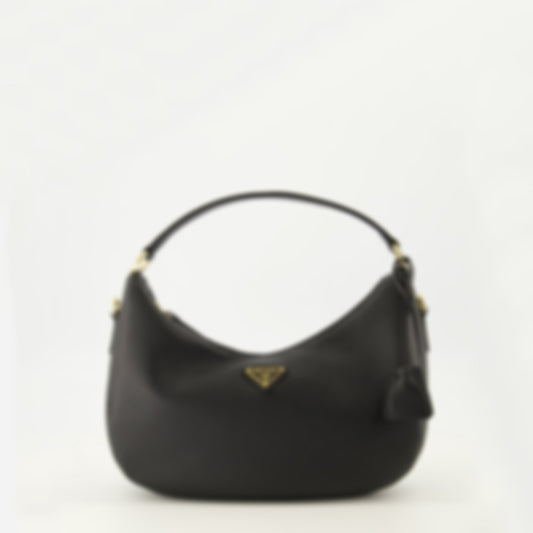 Black Leather Drawstring Bag