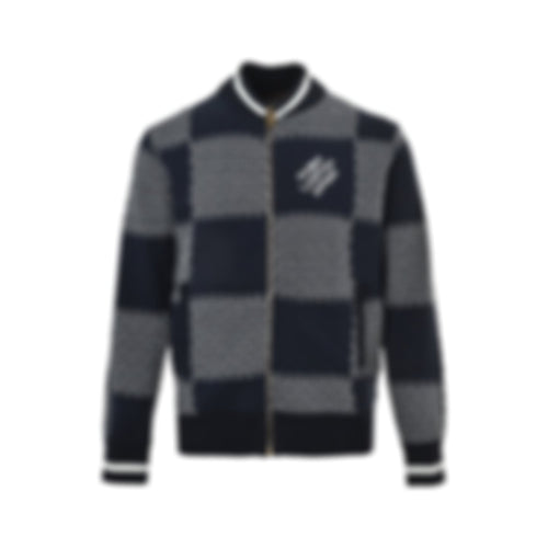 Damier Chain Link Zip-Up Knit | Navy
