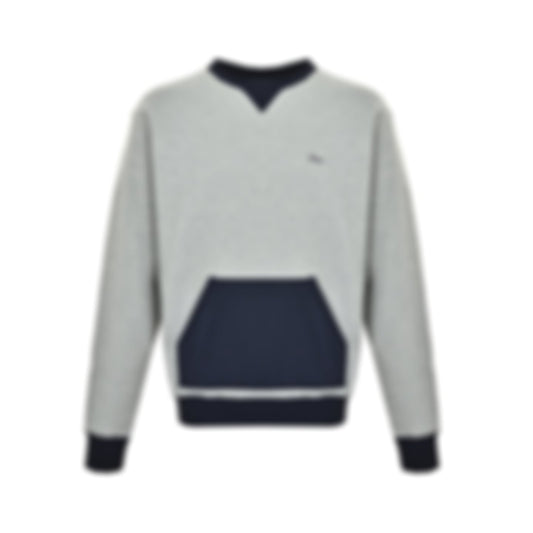 Contrast Pocket Crewneck Sweatshirt - Grey/Navy